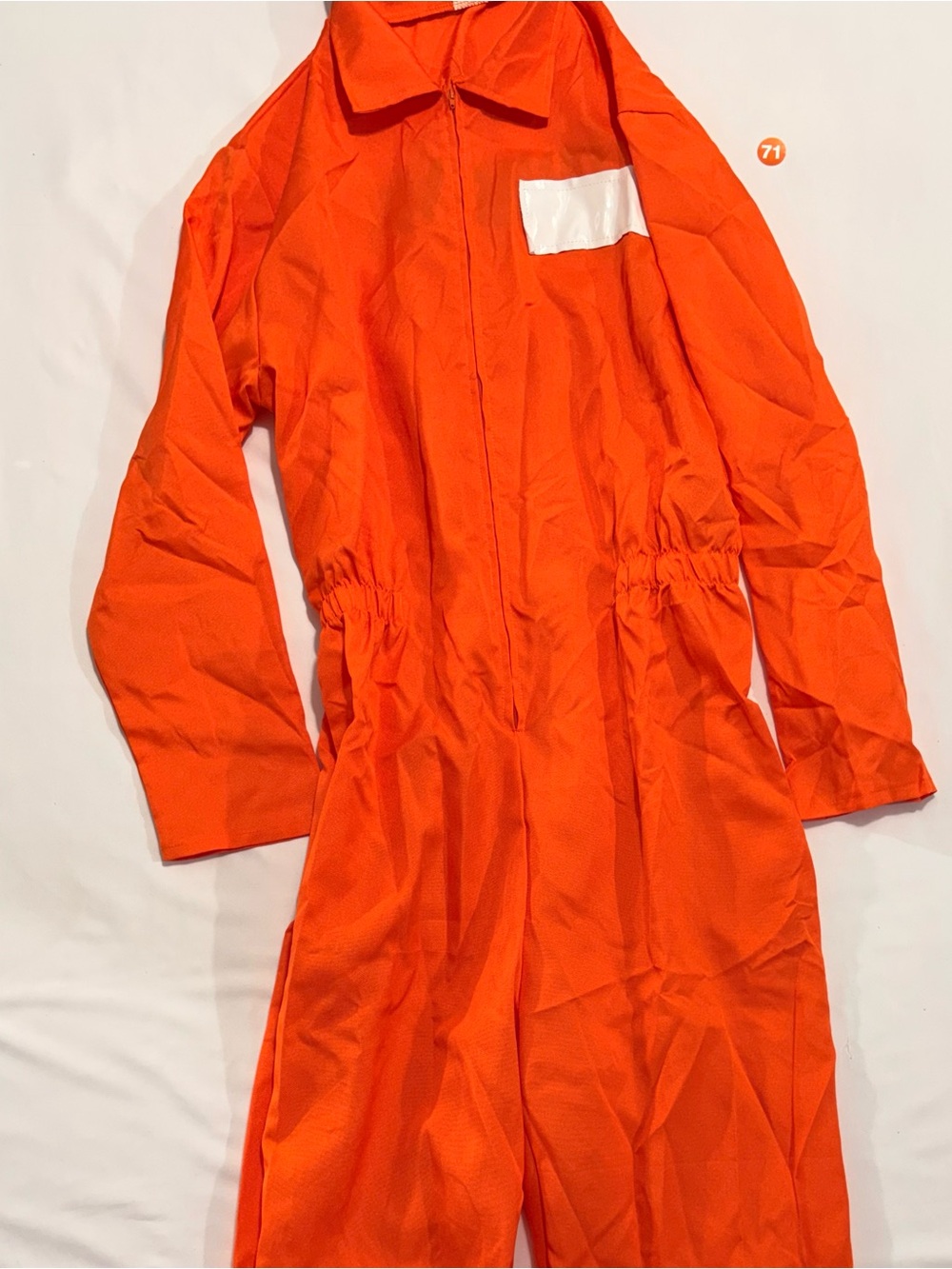 Adult Orange One-Piece Coverall Prisoner Costume size Medium
